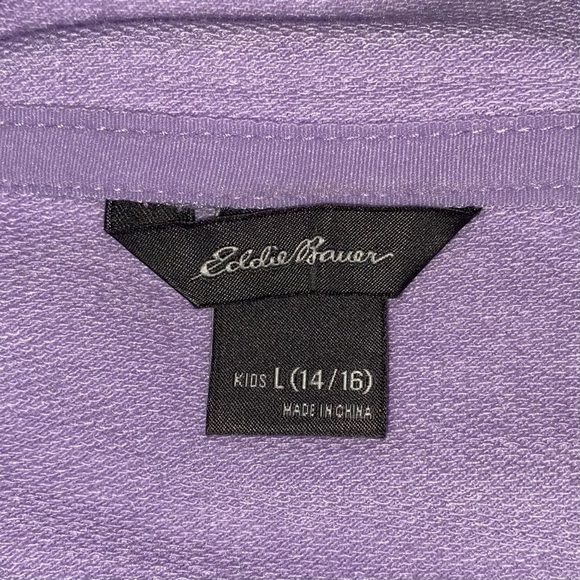 Eddie Bauer Kids Hooded Lavender Pullover L (14/16) Tulip Hem Thumb Holes - Picture 3 of 12